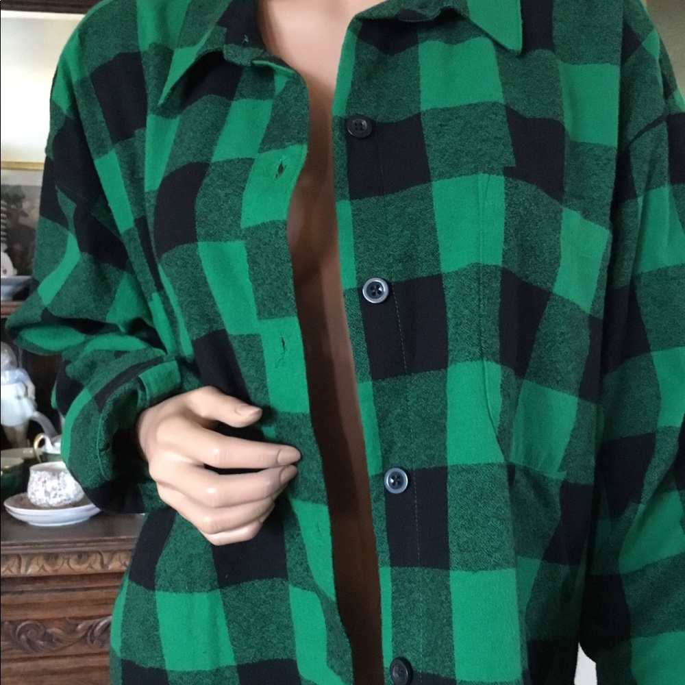 Green and black Pendleton shirt